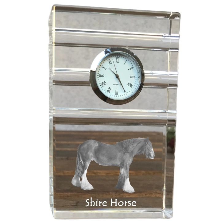 Ceas decorativ, Art-Dog, cristal, personalizat cu fotografie, 14x8,6x2,4cm