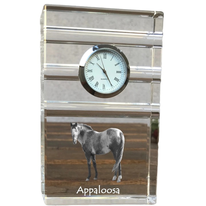 Ceas decorativ, Art-Dog, cristal, personalizat cu fotografie, 14x8,6x2,4cm