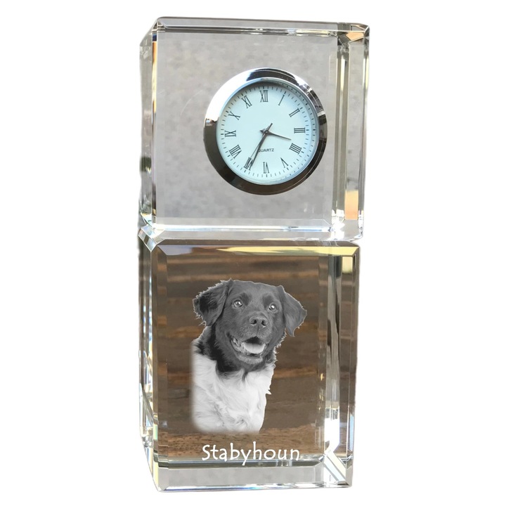 Díszóra Art-Dog, kristály, kutyafajta fotóval, 14,5x6,5x4cm, Átlátszó