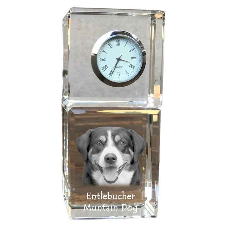 Díszóra Art-Dog, kristály, kutyafajta fénykép, 14,5x6,5x4cm, Átlátszó