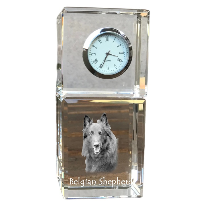 Díszóra Art-Dog, kristály, kutyafajta fotóval, 14,5x6,5x4 cm, Átlátszó