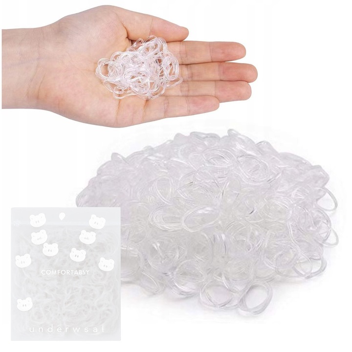 Átlátszó hajgumi, 100 darabos készlet, sokoldalú felhasználás, rugalmas anyag, átlátszó