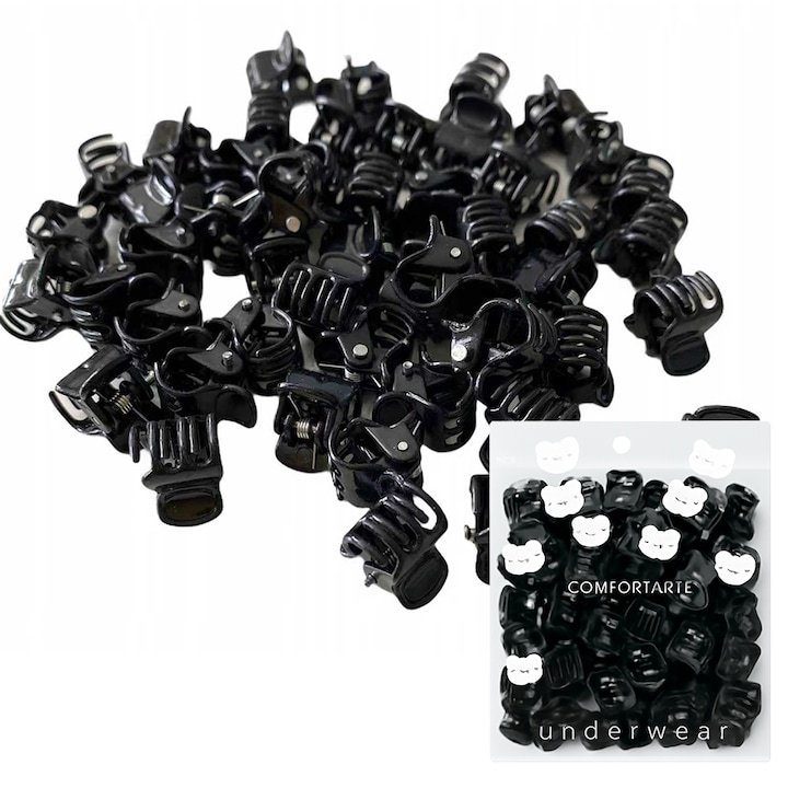 40 darab apró fekete hajcsat készlet, praktikus kialakítás, mindennapi használatra