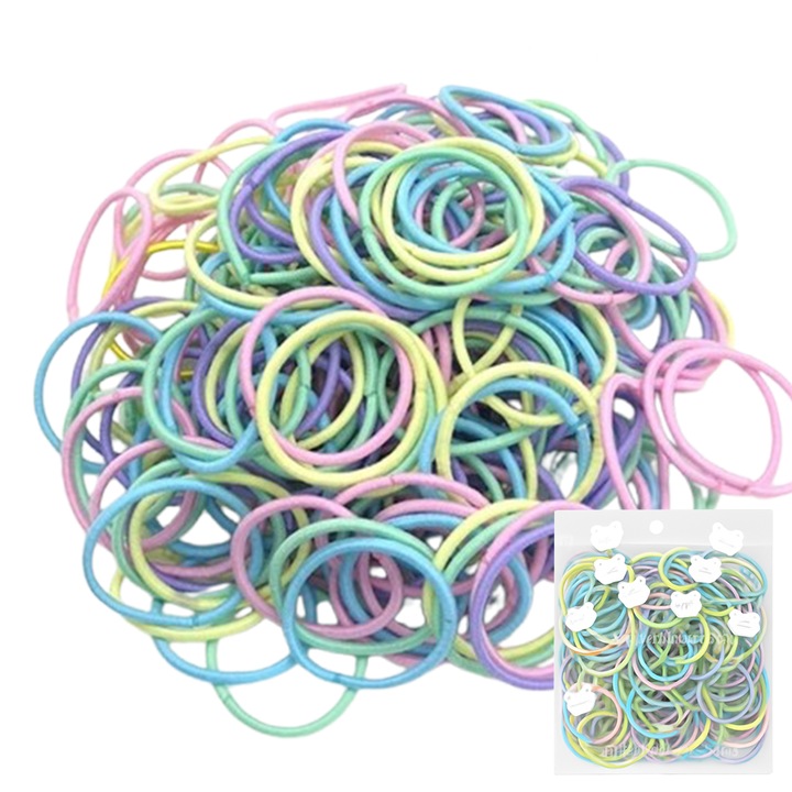 OEM Többszínű hajgumi szett, 100 darab, magas rugalmasság, nőknek és lányoknak