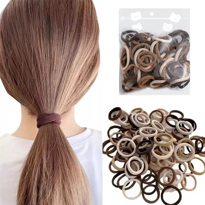 50 darabos hajgumi szett, többszínű, magas rugalmasságú, újrahasználható