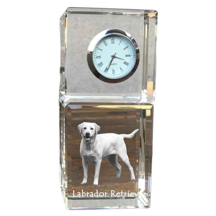 Ceas decorativ personalizat, Art-Dog, Labrador Retriever I, cristal, 14,5x6,5x4cm
