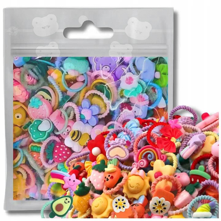 30 db-os hajkiegészítő szett gyerekeknek, színes, változatos mintákkal