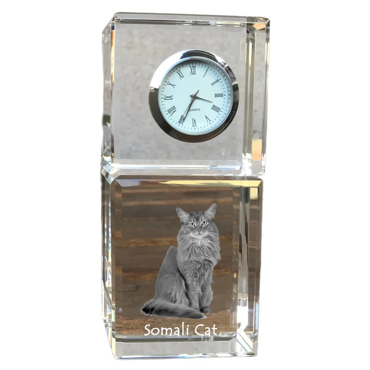 Ceas decorativ, Art-Dog, cristal, personalizat cu fotografie, 14,5x6,5x4cm