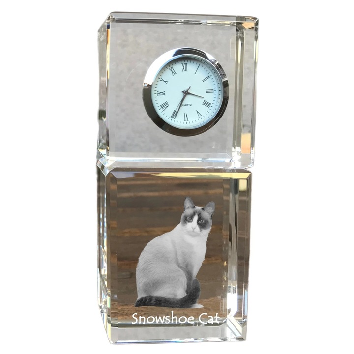 Ceas decorativ, Art-Dog, cristal, personalizat cu fotografie, 14,5x6,5x4cm