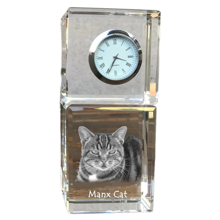 Ceas decorativ, Art-Dog, cristal, personalizat cu fotografie, 14,5x6,5x4cm
