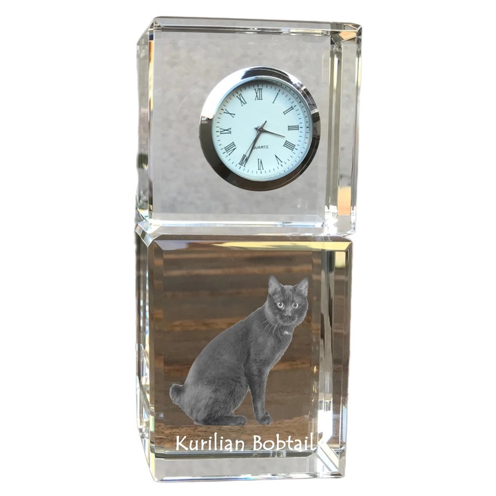 Ceas decorativ personalizat Art-Dog, cristal, 14,5x6,5x4cm, cu imagine animal de companie