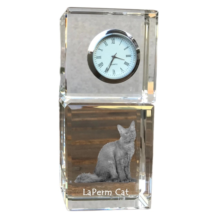 Ceas decorativ personalizat Art-Dog, cristal, imagine animal, 14,5x6,5x4cm
