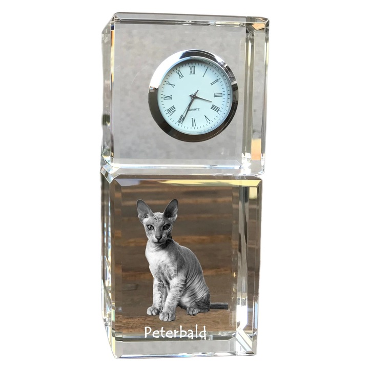 Ceas decorativ personalizat Art-Dog, cristal, 14,5x6,5x4cm, cu imaginea animalului de companie