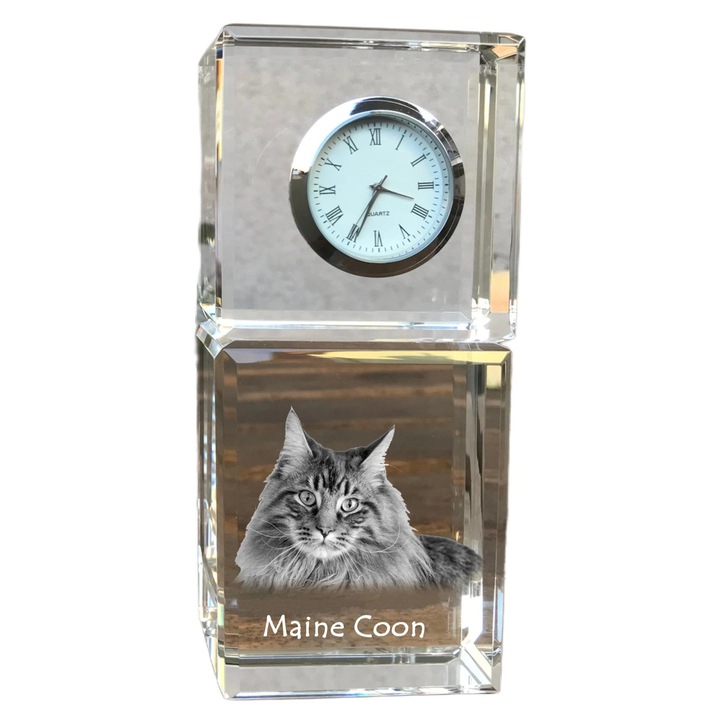 Ceas decorativ, Art-Dog, cristal, personalizat cu fotografie, 14,5x6,5x4cm