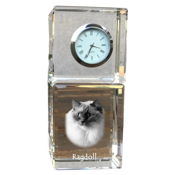 Ceas decorativ, Art-Dog, cristal, personalizat cu fotografie, 14,5x6,5x4cm