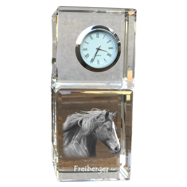 Ceas decorativ, Art-Dog, personalizat cu imagine, cristal, 14,5x6,5x4cm