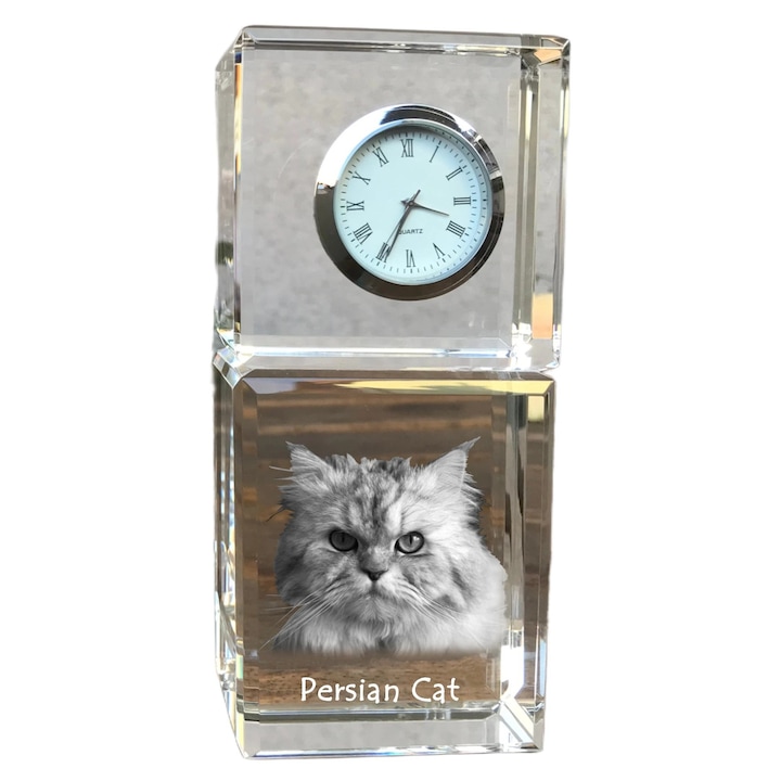 Ceas decorativ personalizat Art-Dog, cristal, imagine animal, 14,5x6,5x4cm