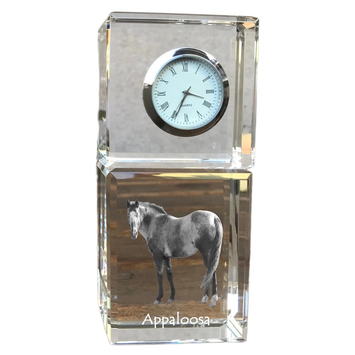 Ceas decorativ, Art-Dog, cristal, personalizat, 14,5x6,5x4cm