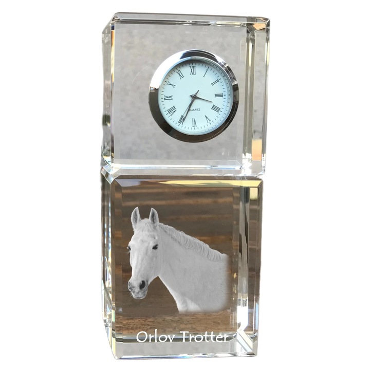 Ceas decorativ, Art-Dog, cristal, personalizat, 14,5x6,5x4cm