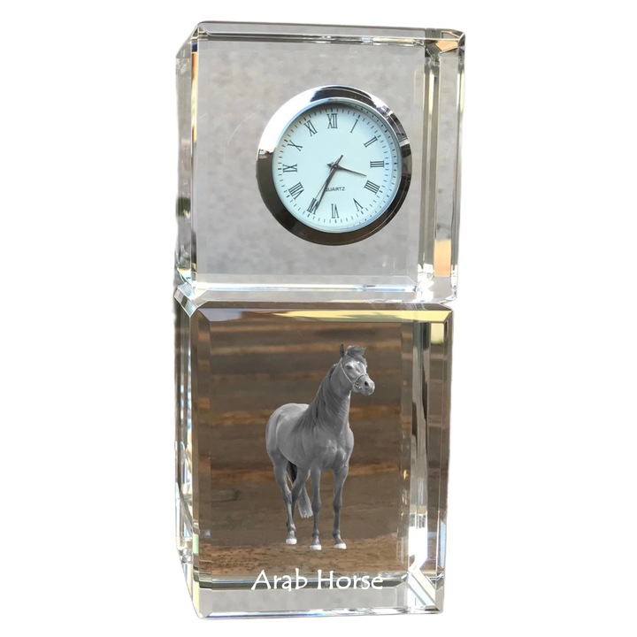 Ceas decorativ, Art-Dog, cristal, personalizat, 14,5x6,5x4cm