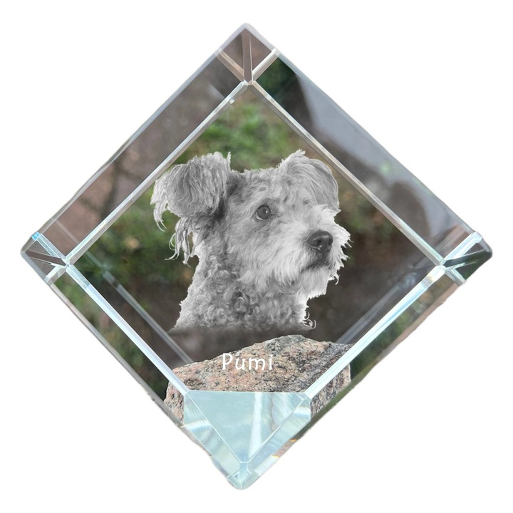 Kristály kocka, Art-Dog, személyre szabható, 8x8x8cm, átlátszó