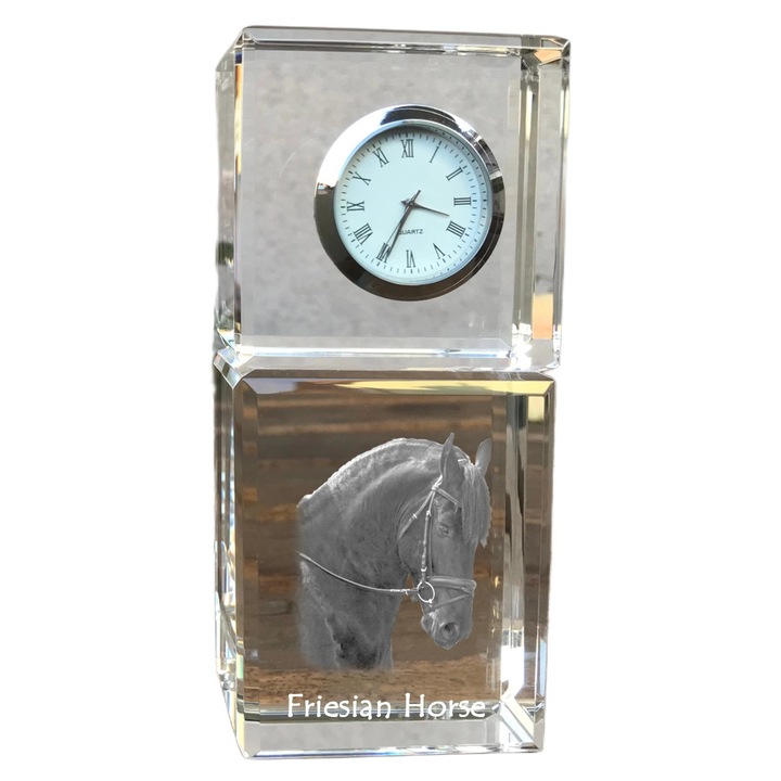 Ceas decorativ, Art-Dog, cristal, personalizat, 14,5x6,5x4cm