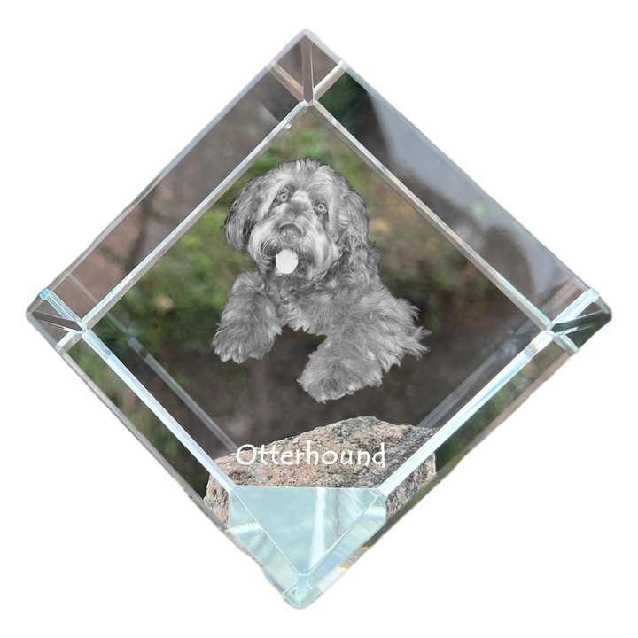 Cub din cristal cu gravura personalizata, Art-Dog, 8x8x8cm, ideala pentru birou, pentru iubitorii de animale