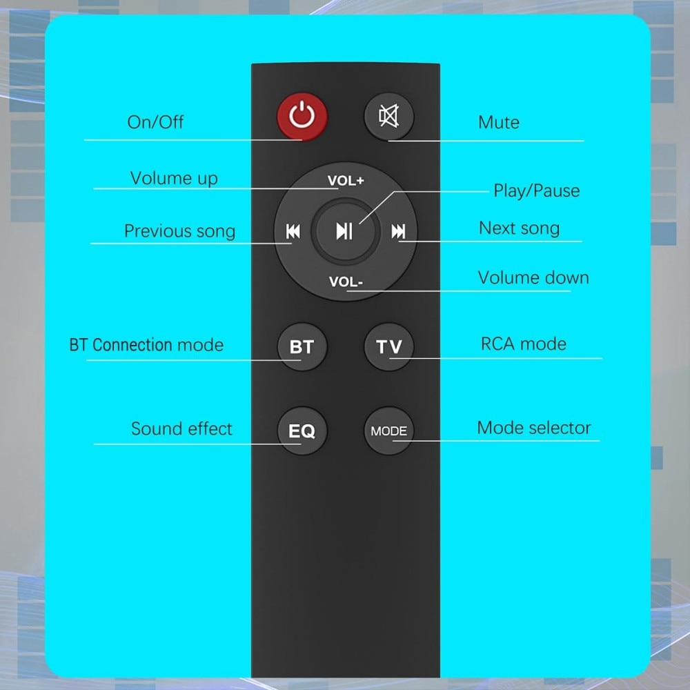 Bara de sunet Bluetooth 5.0 pentru Smart TV, sistem audio compact de 20 W cu 4 difuzoare, 6 moduri EQ, iesire 80 dB, sistem cinema reincarcabil, suporta USB/AUX/TF/FM/TWS/RCA, include telecomanda