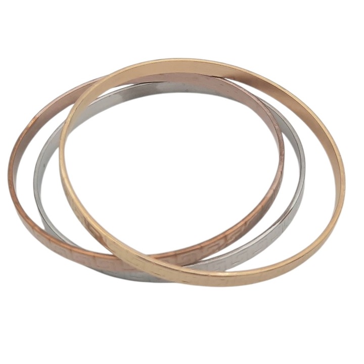 Set 3 Bratari cerc model versage din Inox 3 culori 5 mm latime si 68 mm diametru Aniela