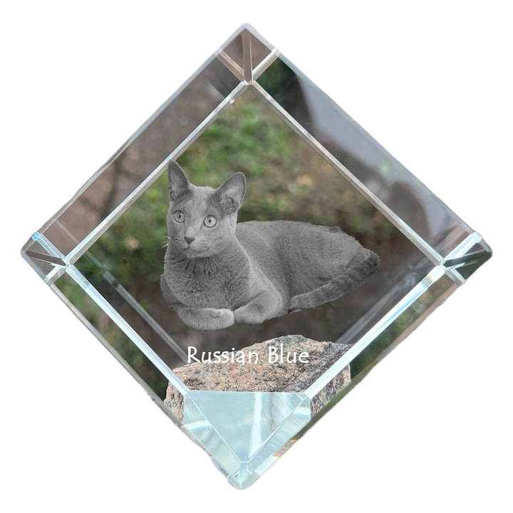 Kristály kocka, Art-Dog, személyre szabható, 8x8x8cm, állatgravírozással