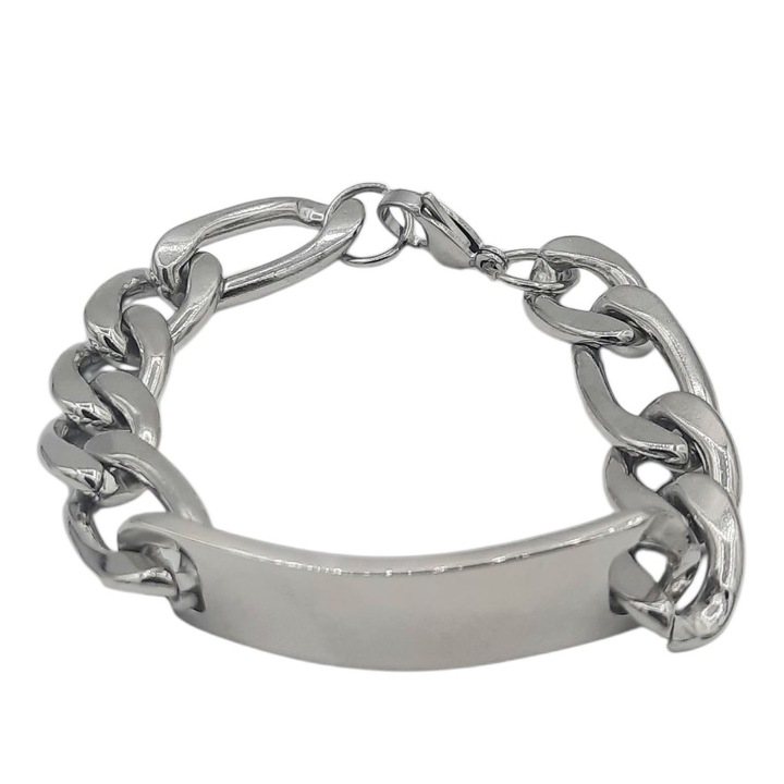 Bratara din inox cu placuta si zale 15 mm latime si 23 cm lungime Anastasia