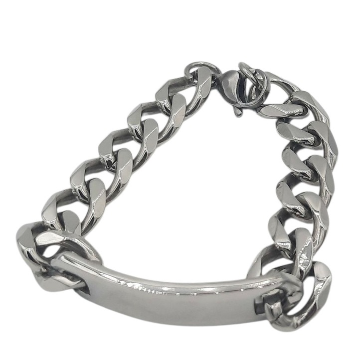 Bratara din inox cu placuta si zale 11 mm latime si 22 cm lungime Andra