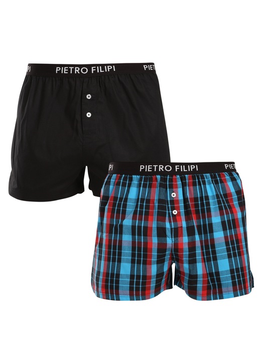 Pachet 2 chiloti barbatesti Pietro Filipi, negru si design colorat, bumbac de inalta calitate