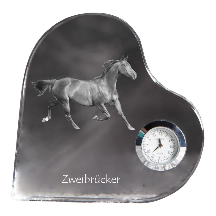 Ceas decorativ din cristal in forma de inima, personalizat cu fotografie, 10,6x10,6x1,6cm, Art-Dog