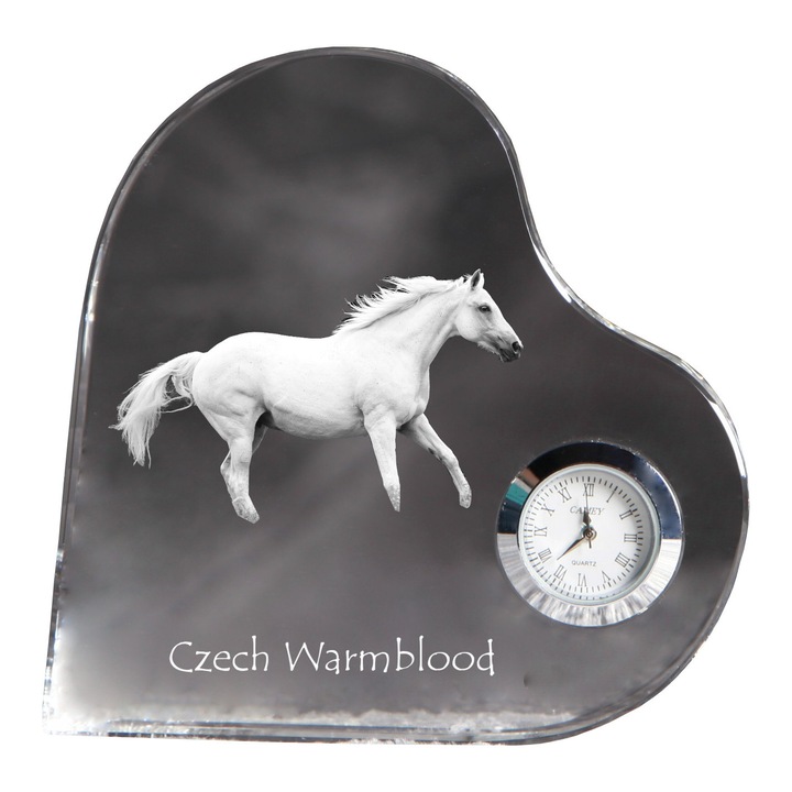 Ceas decorativ din cristal in forma de inima, personalizabil, 10,6x10,6x1,6cm, Art-Dog