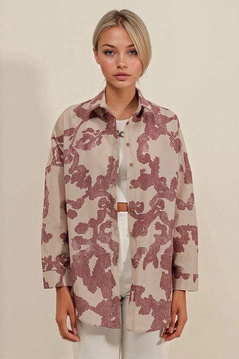 Tulmeretezett ing, BigDart, hosszu ujju, pamut es polieszter, Erdei rozsaszin, S, Rózsaszín, S