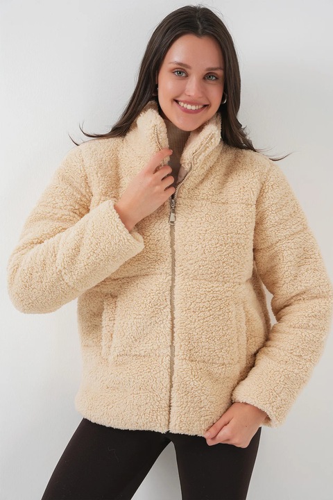 Geaca dama, HiCCUP, Blana artificiala, Crem