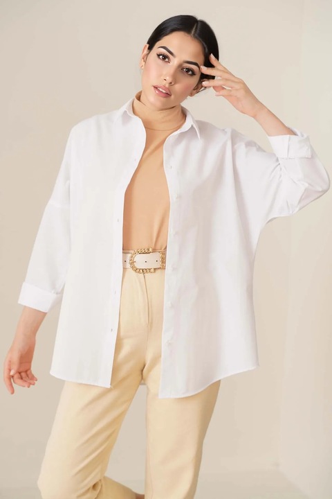 Camasa Big Dart, croiala lejera, alb, bumbac si poliester, 5XL INTL