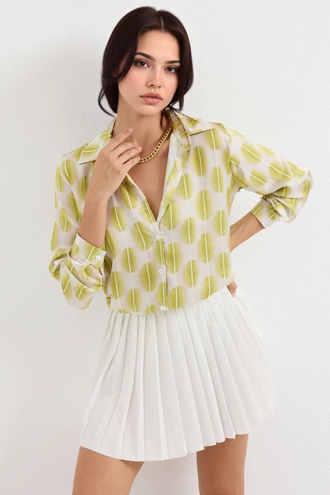 Hosszú ujjú, gombos, sárga, textil női ing, HiCCUP