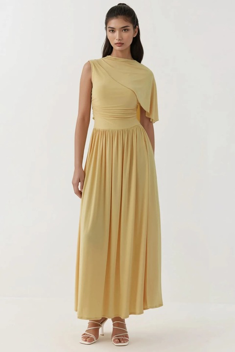 Макси рокля HiCCUP с асиметрична яка, Лимонено жълто, S