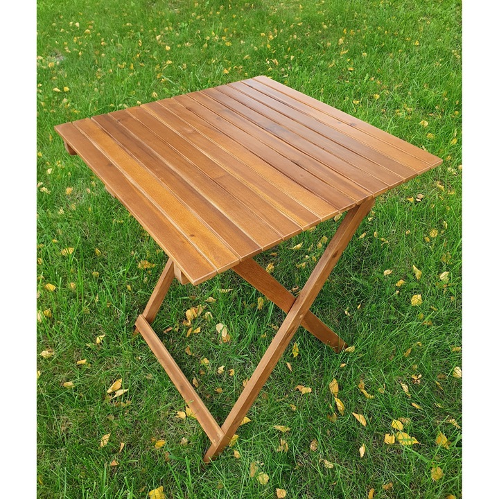 Kerti asztal GREENWOOD HB, összecsukható, 60x60x73 cm, barna, keményfa, felületkezelt