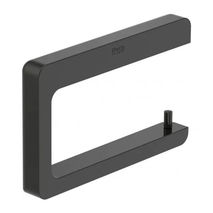 Suport hartie igienica Roca Tempo A817034CN0, montare pe perete, metal, lucios, Negru titan