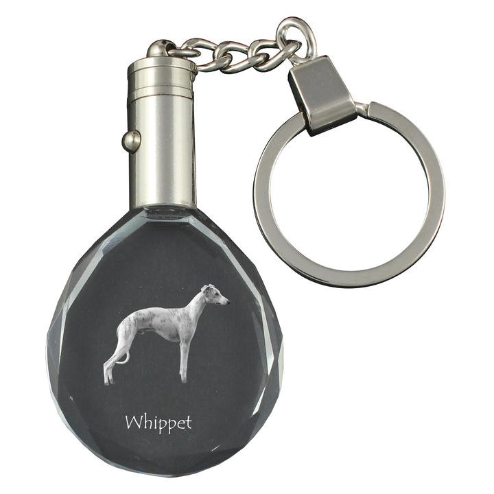 Kristály kulcstartó, Art-Dog, világító, kutyafénykép