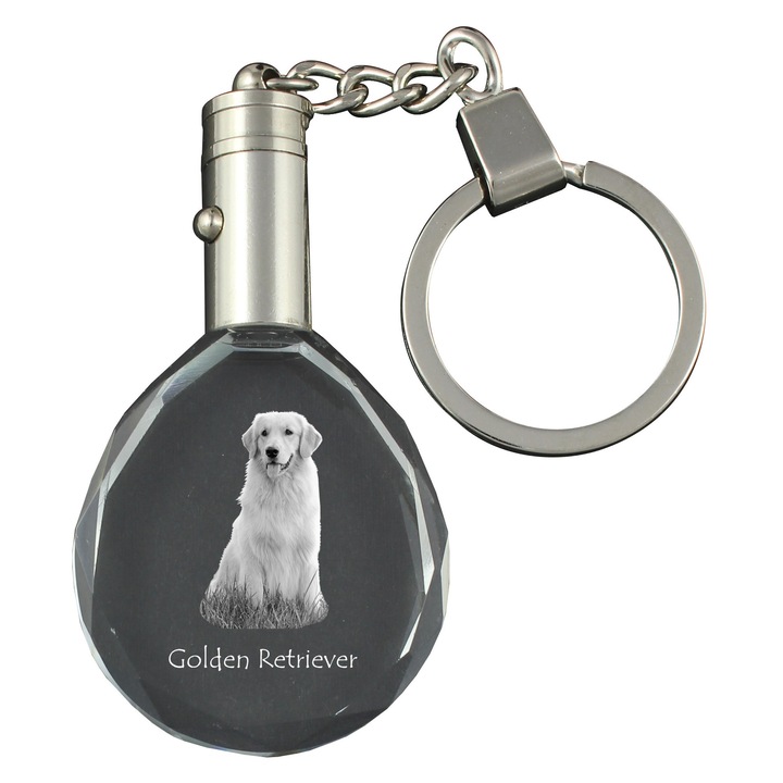 Kristály kulcstartó, Art-Dog, világító, kutyás fénykép