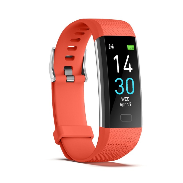 Bratara fitness S5, masurare temperatura corporala, tensiune arteriala, ritm cardiac, verde