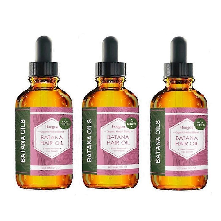 Set 3 uleiuri esentiale pentru ingrijirea parului Batana, Hoegoa, reparare scalp, prevenire cadere, 30ml