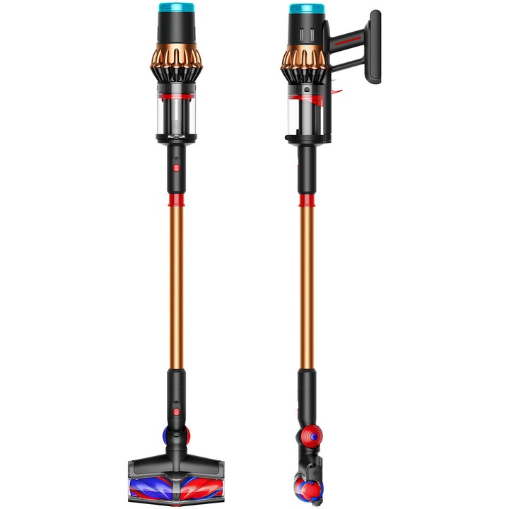 Aspirator vertical fara fir Dyson V16 Piston Animal™ 492963-01, 900W, putere aspirare 315AW, autonomie pana la 70 minute, filtru HEPA, luminare LED, perii anti-incurcare, 2 accesorii, matte black/copper