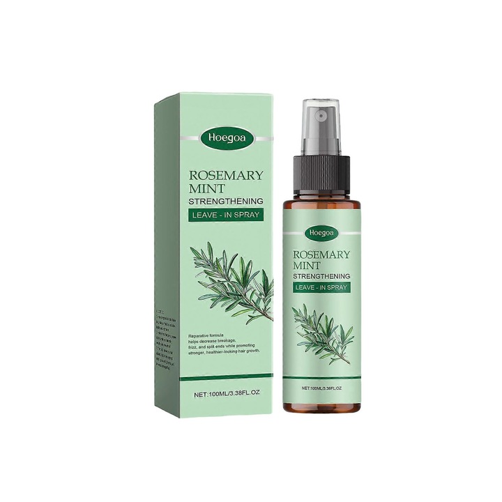 Spray de intarire pentru par cu rozmarin si menta, Hoegoa, set 3 piese, hidratant, reparare, anti-ruptura
