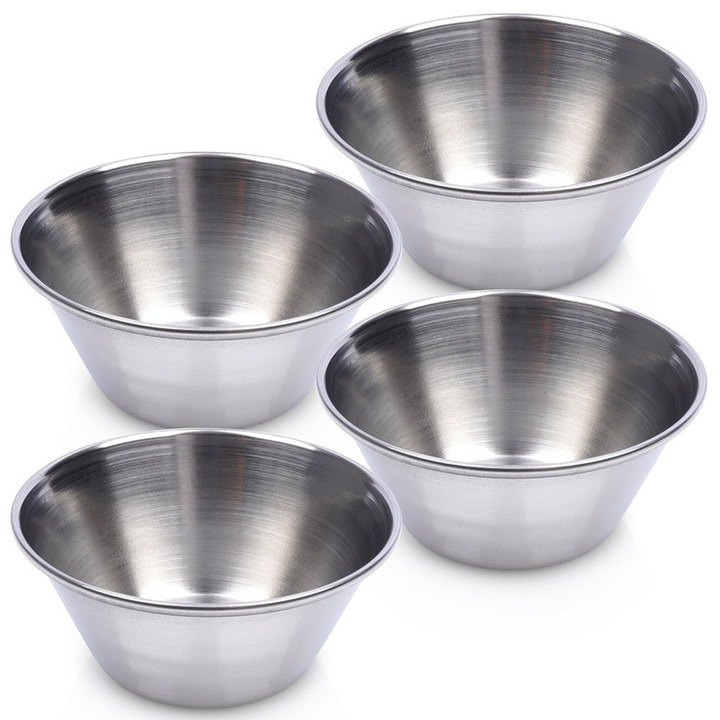 Set 4 boluri pentru sos, din inox, Excellent Houseware, 6cm, 40ml, argintii