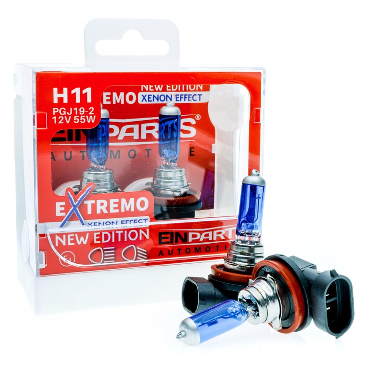 Becuri halogen H11 Einparts 55W 6000K, set 2 bucati, PGJ19-1